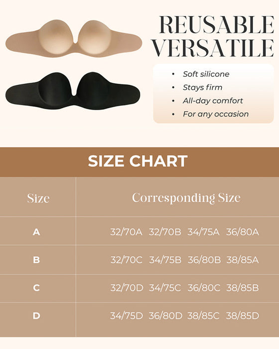 Secure Invisible Lift Stick-On Bra - Seamless, Lightweight & Breathable