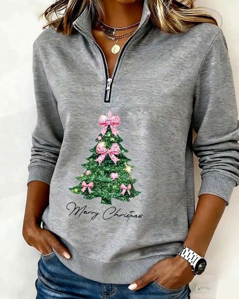 Half-Zip Christmas Tree Sweatshirt