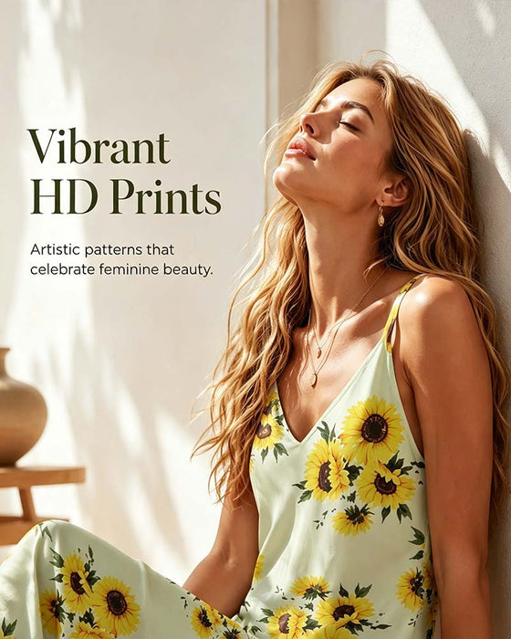 Long Print Spaghetti Strap Dress