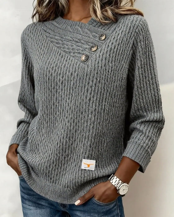 Casual Long-Sleeved Solid Color Sweatshirt