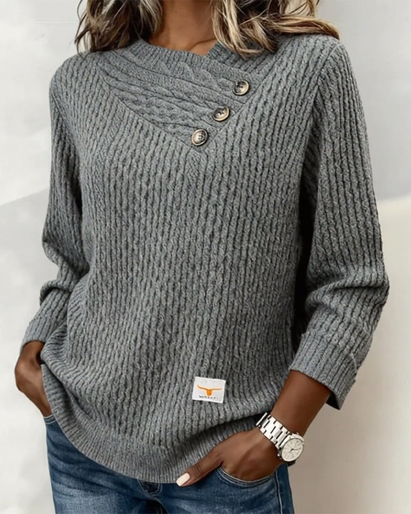 Casual Long-Sleeved Solid Color Sweatshirt