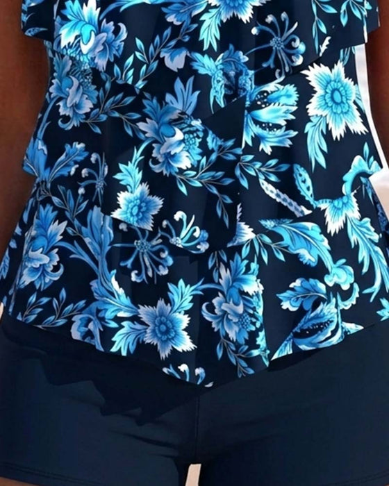 Irregular Ruffle Hem Tankini