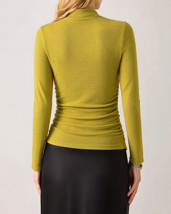 Half Turtleneck Side Shirred Bottoming Top