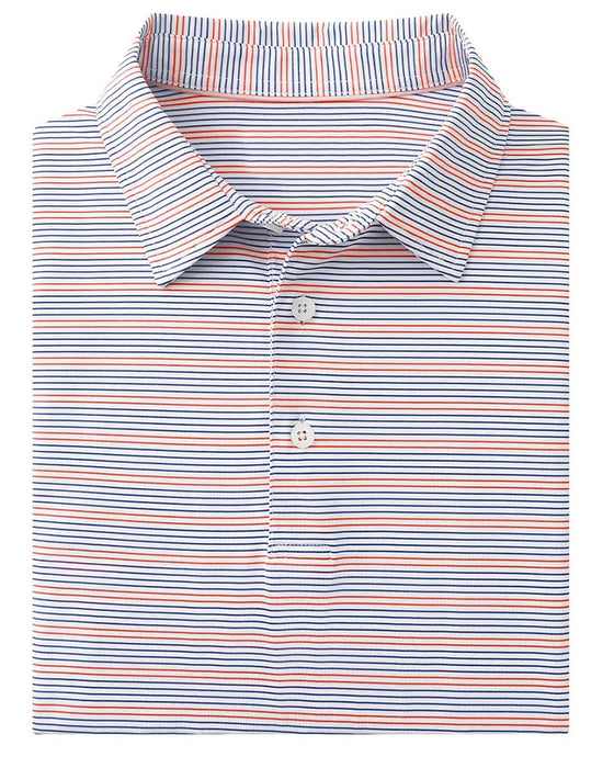 Lapel Blue And White Fine Stripe T-Shirt