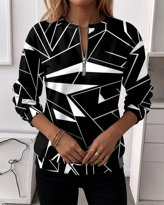 Casual Zip Long Sleeve Sweatshirt