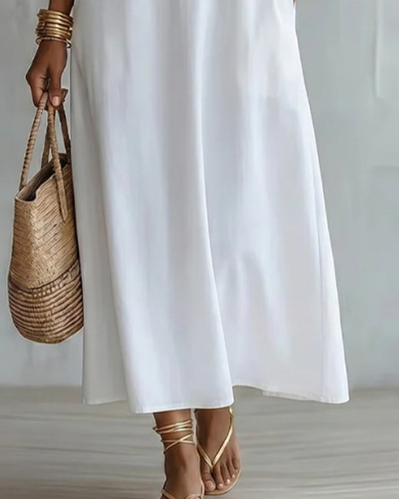 Stand Collar Puff Sleeve Dress