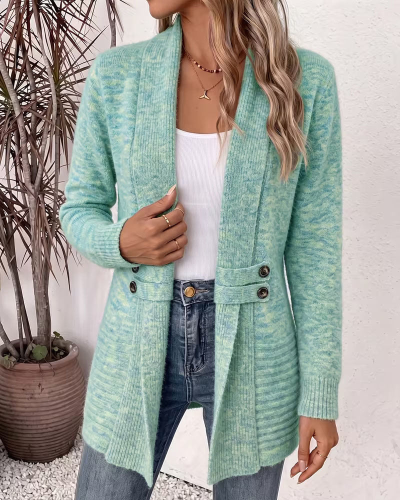 Solid Color Button Embellished Cardigan