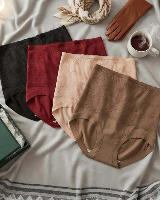 Chinese Style High-Waisted Embossed Tummy Control Pants