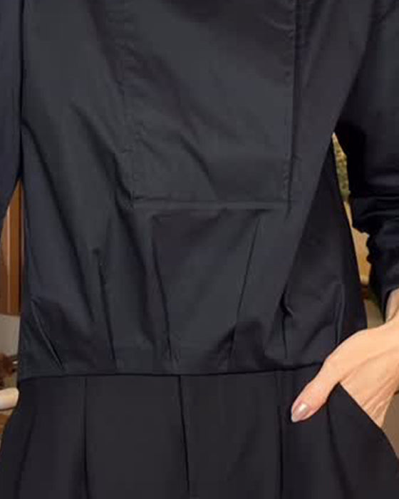 Asymmetrical Stand Collar Diagonal Button Blouse