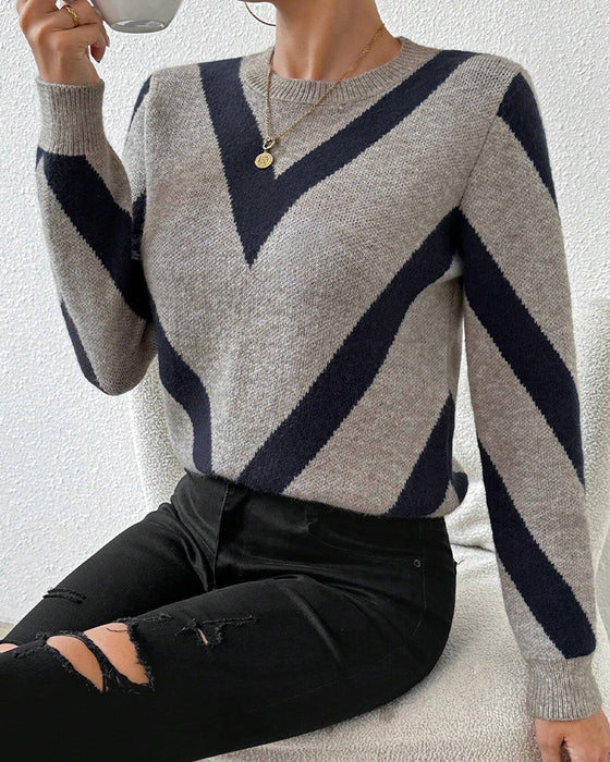 Geometric-Print Crew Neck Jumper