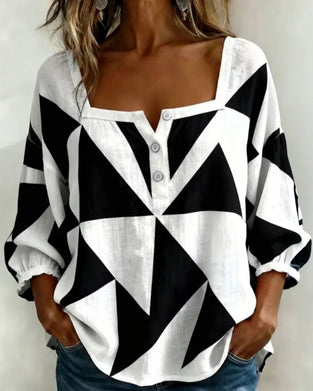 Casual Geometric Print Blouse