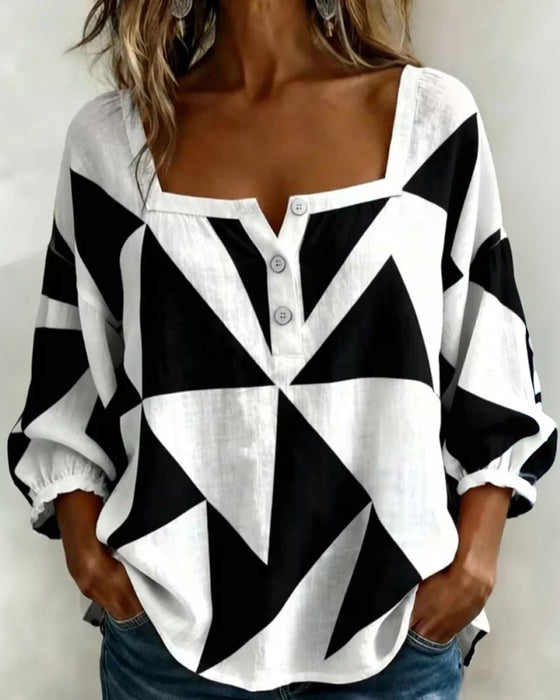 Casual Geometric Print Blouse