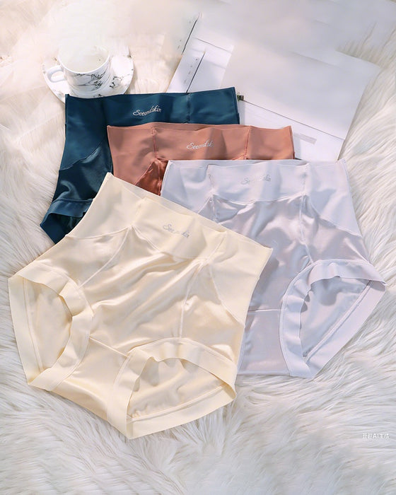 Women's High Waist Ice Silk Satin Seamless Sexy Hip Lift Tummy Control Panties