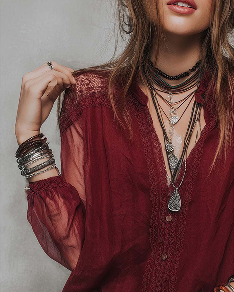 Fashionable Patchwork Lace Blouse