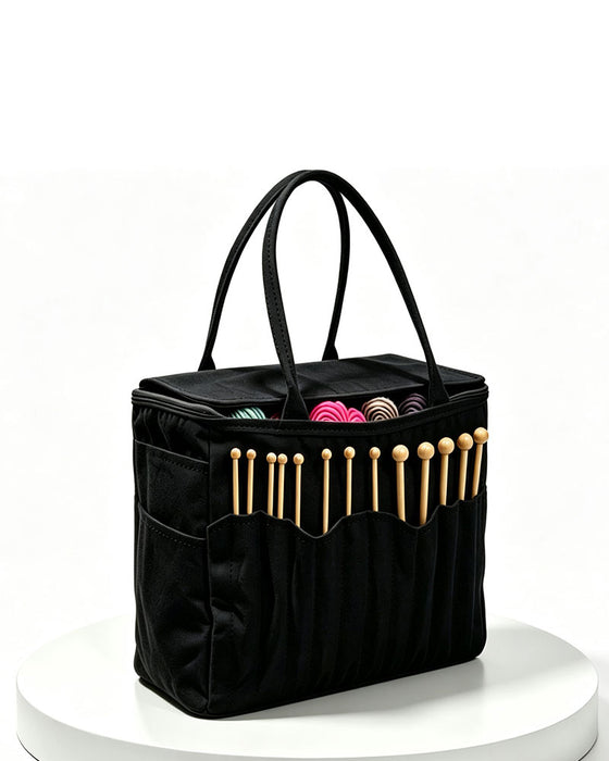 Canvas Yarn Storage Bag with Needle Pockets