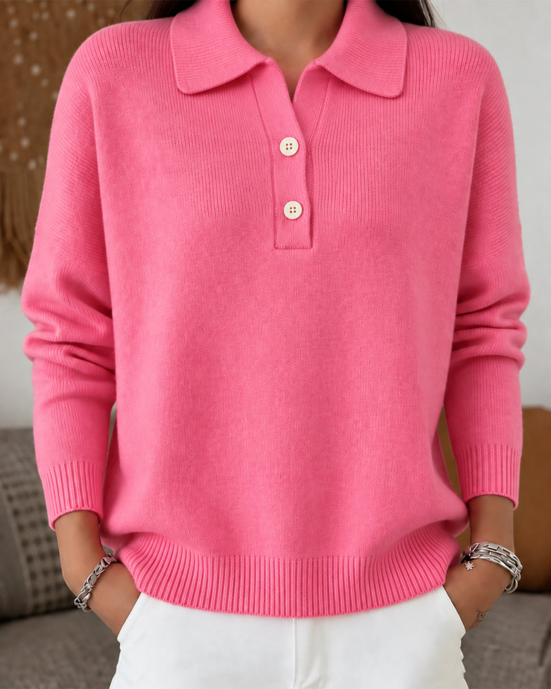 Half-Placket Button Casual Pullover