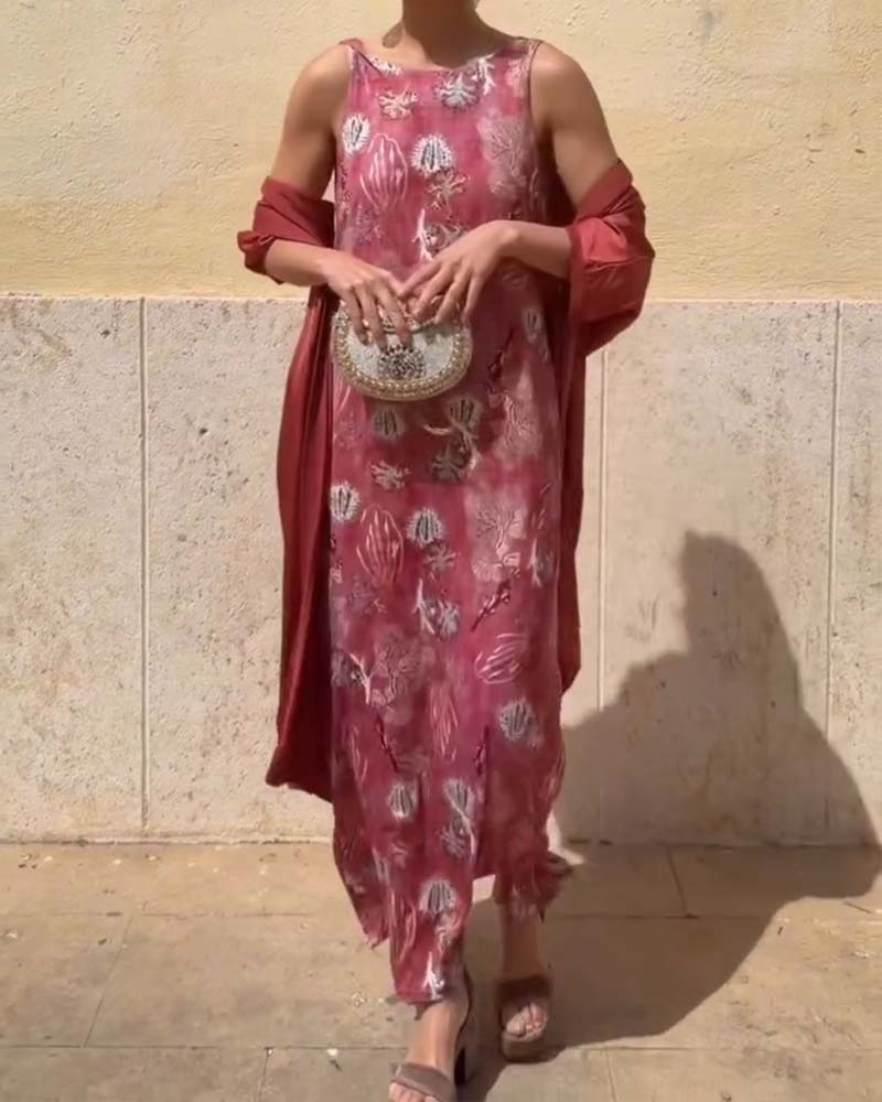 Sleeveless Maxi Dress + Matching Cardigan Set