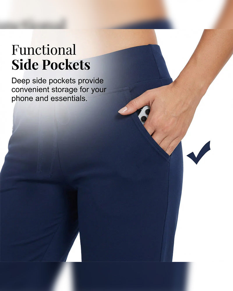 Solid color pocket cropped lounge pants
