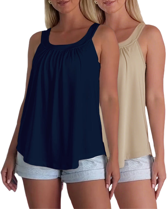 Strapless Pleated Solid Color Tank Top Set