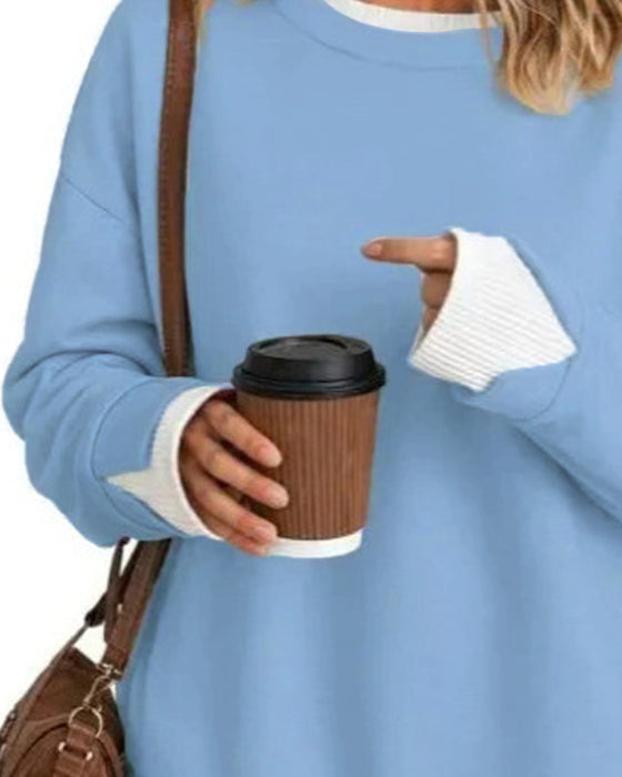 Fake Layered Loose Long Sleeve Sweatshirt