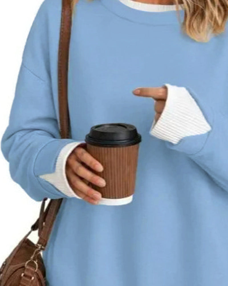 Fake Layered Loose Long Sleeve Sweatshirt