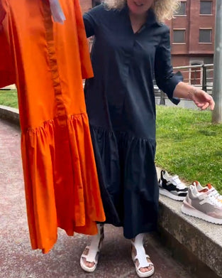 Solid color casual long sleeve dress