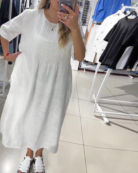 Casual solid color half sleeve loose dress