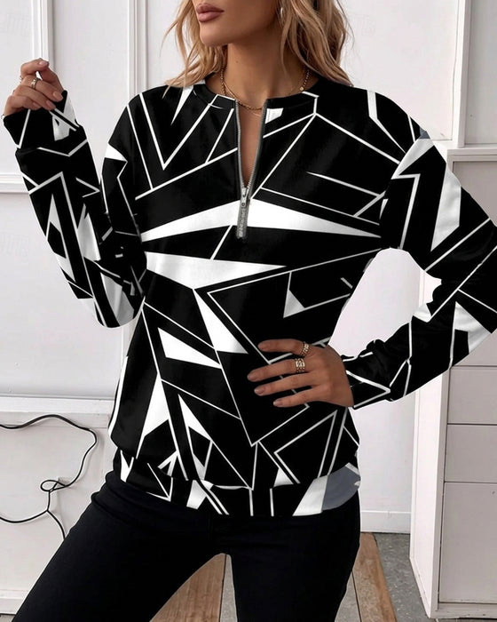 Casual Zip Long Sleeve Sweatshirt