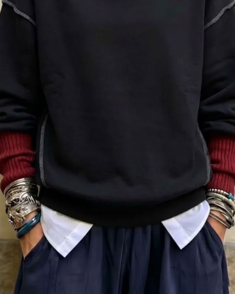 Color Block High Neck Hoodie