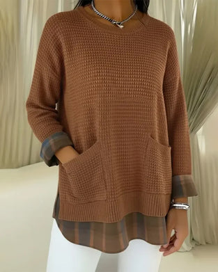 Solid Color Pocket Loose Pullover