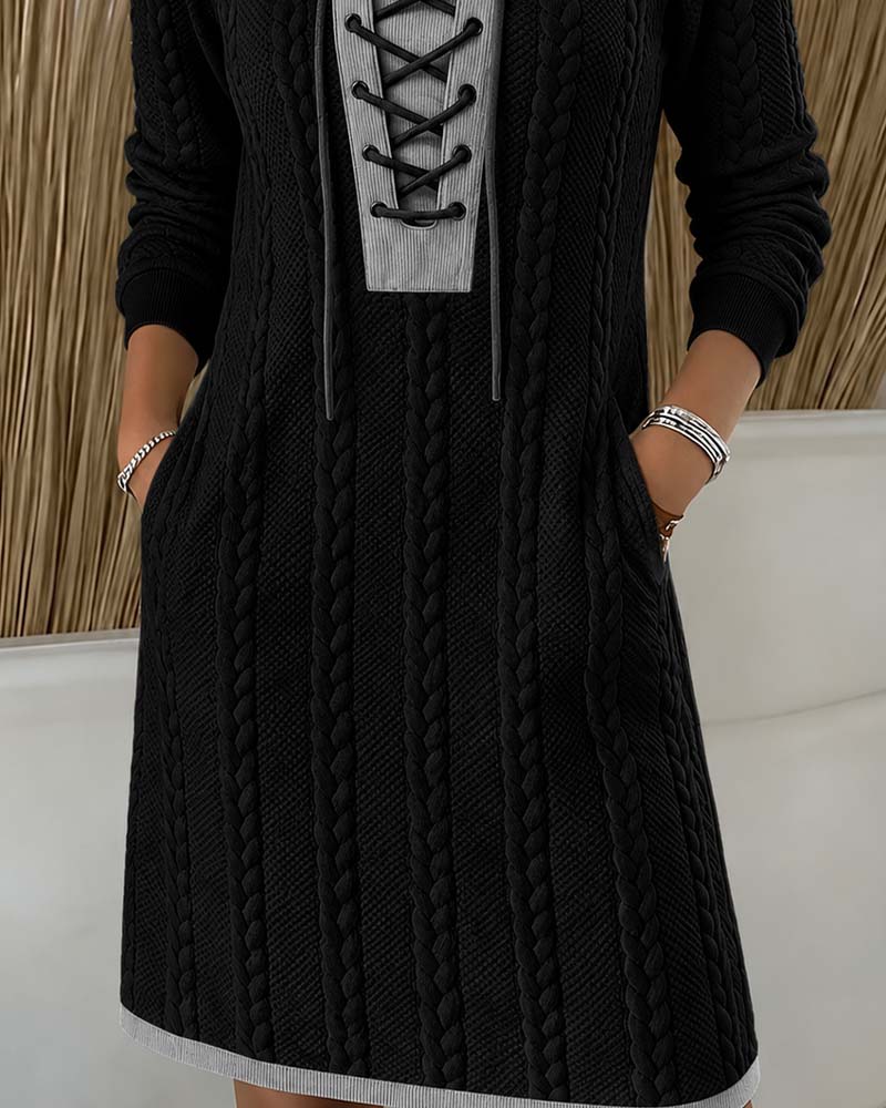 Tie Fashion Color Block Dress