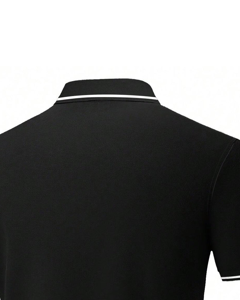Men's Regular Fit Contrast Binding Short Sleeve Knit Polo Shirt