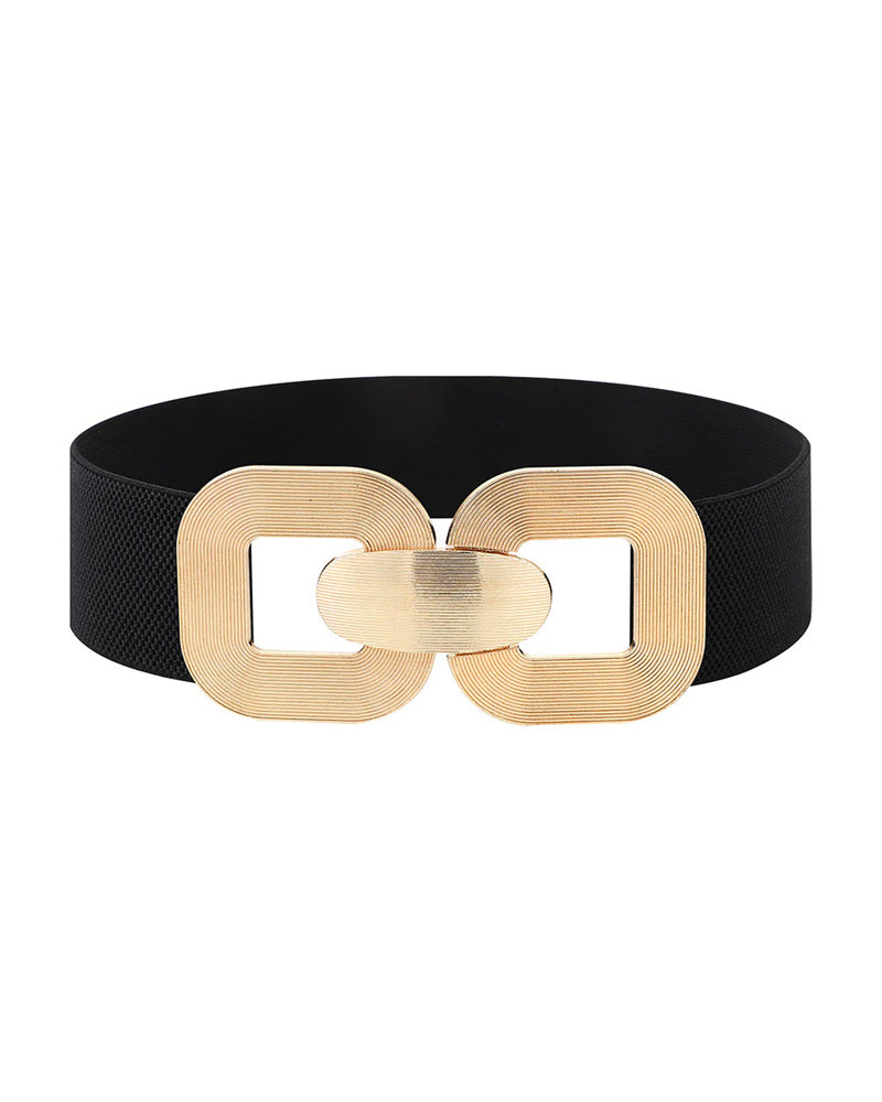 Vintage Golden Buckle High Elastic Leather Belt For Women