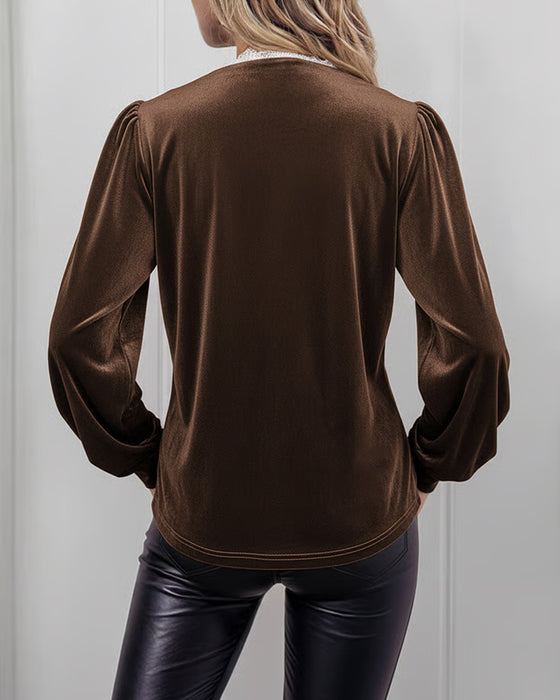 Lace Paneled V-Neck Top