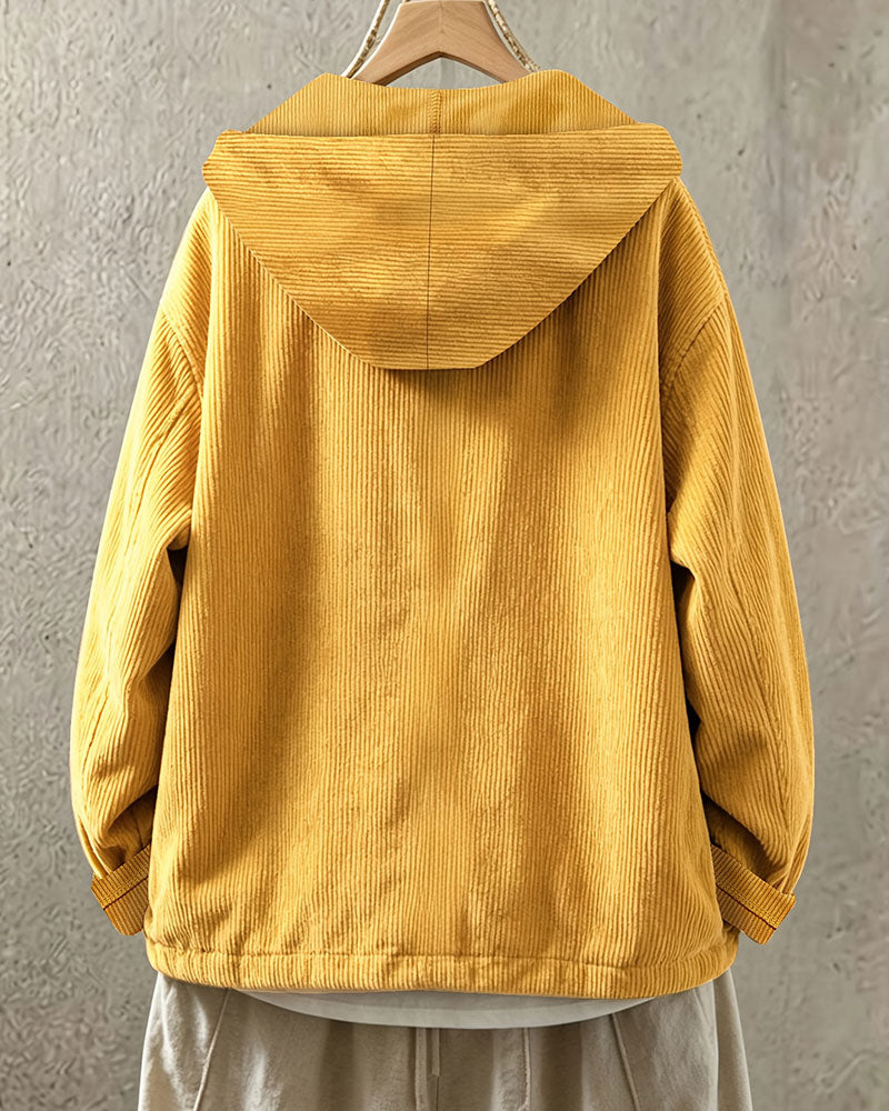 Lapel Solid Hooded Coat