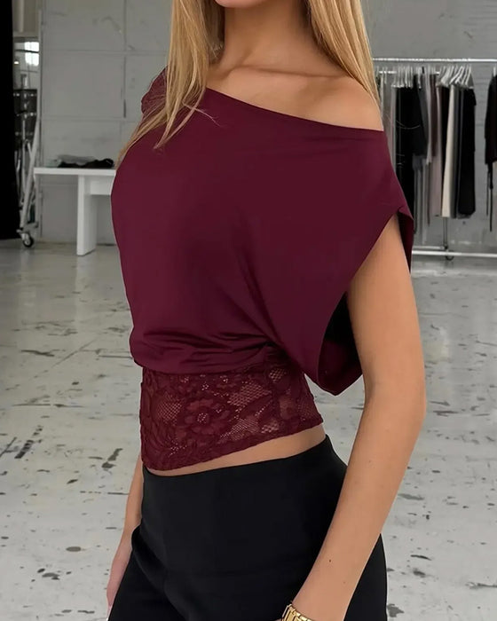 Off-Shoulder Chic Lace Patchwork Blouses