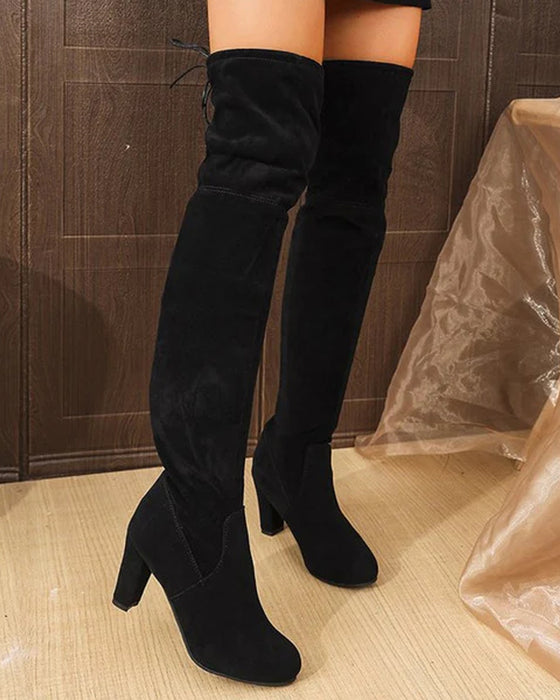 Elegant Over-The-Knee Boots Made Of Imitation Suede