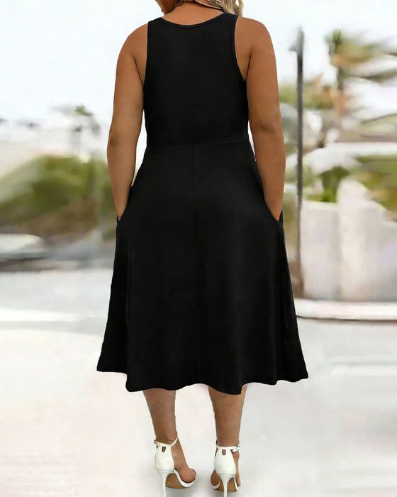 Solid Color Pocket Twist Tank Dress