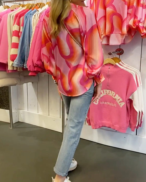 Lapel Long Sleeve Casual Blouse