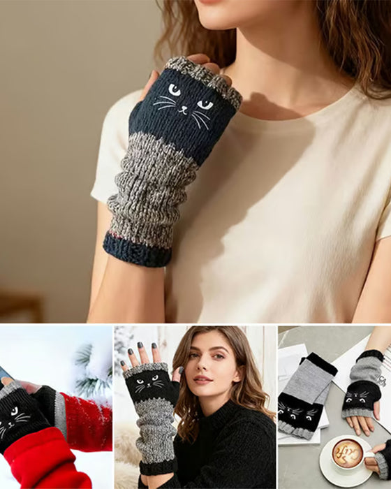 Cat Fingerless Gloves