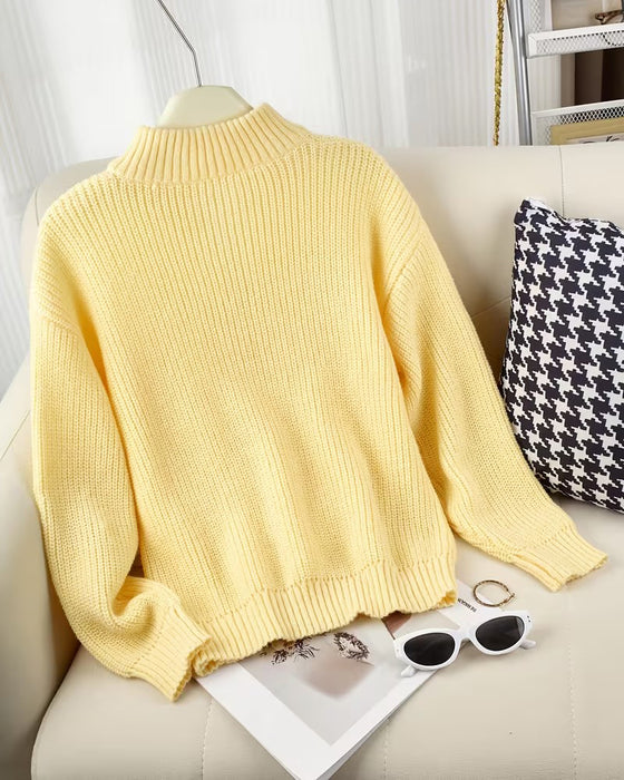 Half-Zip Stand Collar Stylish Pullover