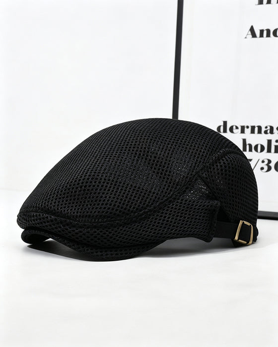 Men's Breathable Mesh Flat Cap - Adjustable Newsboy Ivy Beret Summer Hat
