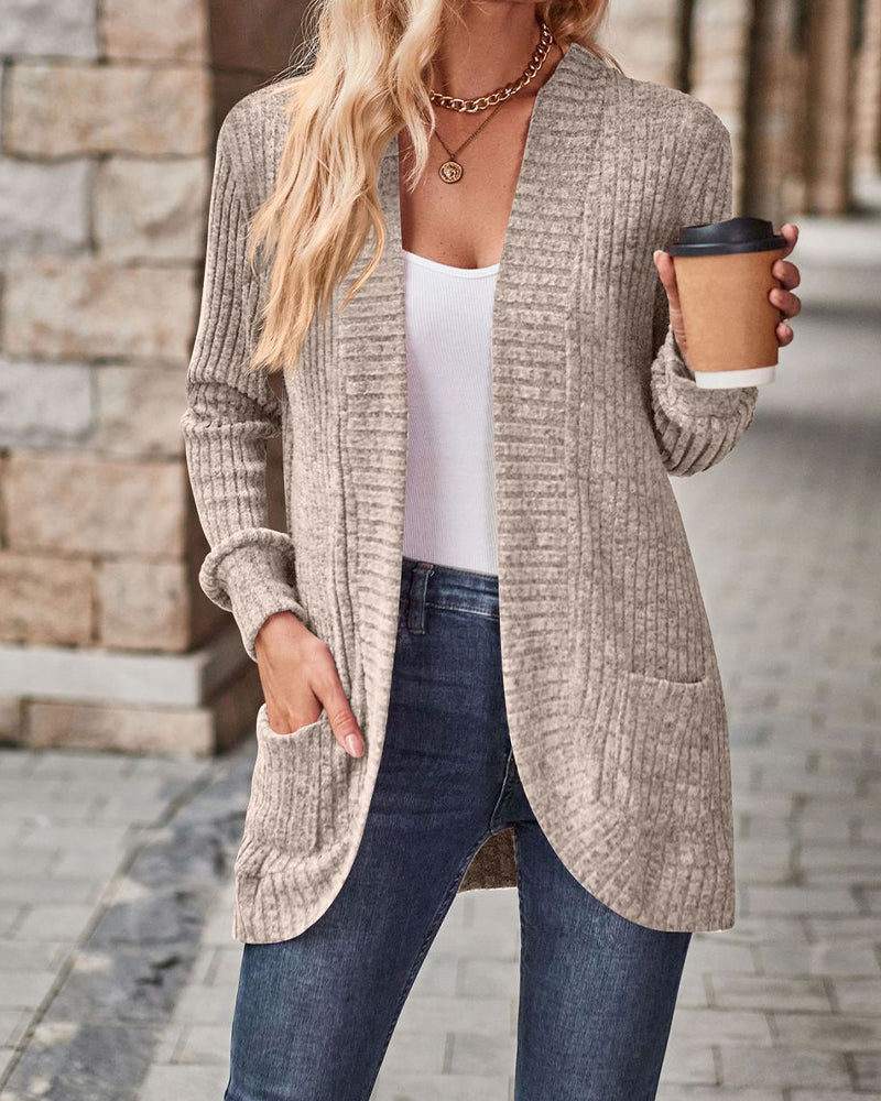 Brushed Casual Long-Sleeve Coat