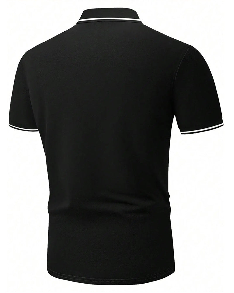 Men's Regular Fit Contrast Binding Short Sleeve Knit Polo Shirt