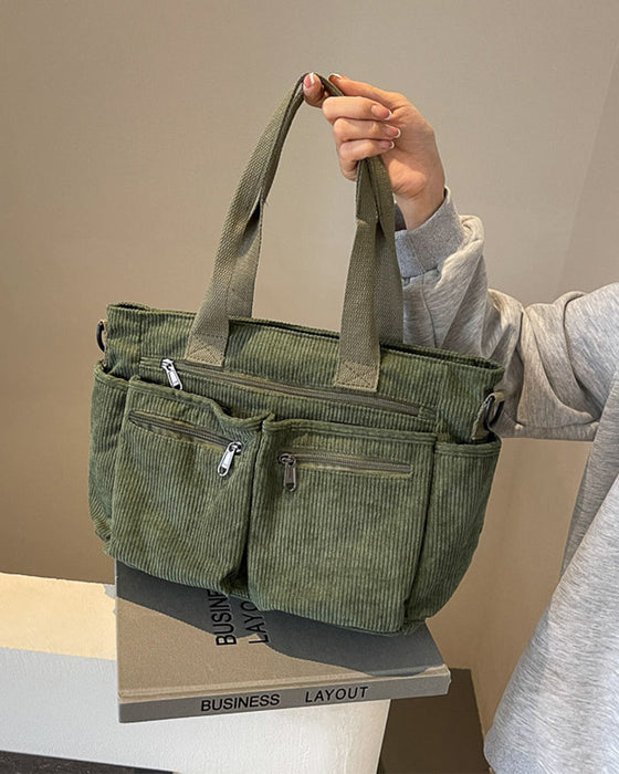 Solid color corduroy bag