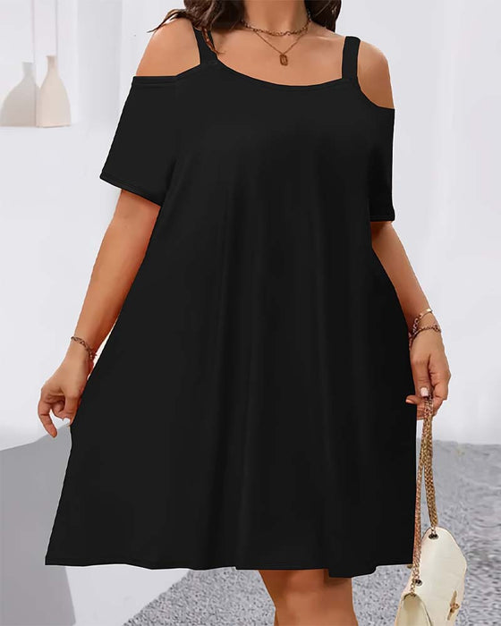 Solid Color Off-Shoulder A-Line Dress