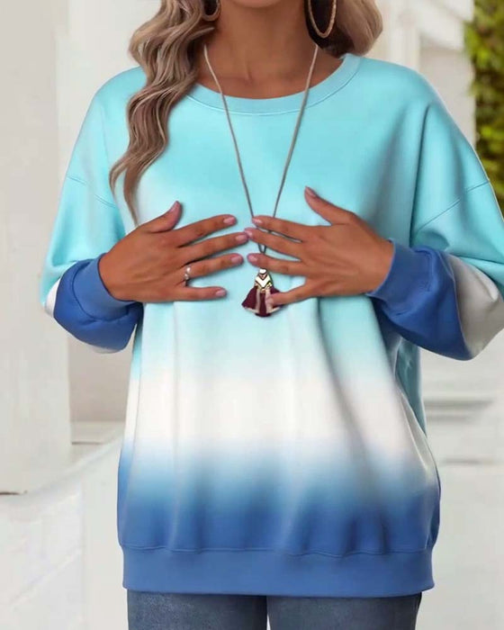 Casual Gradient Crew Neck Sweatshirt