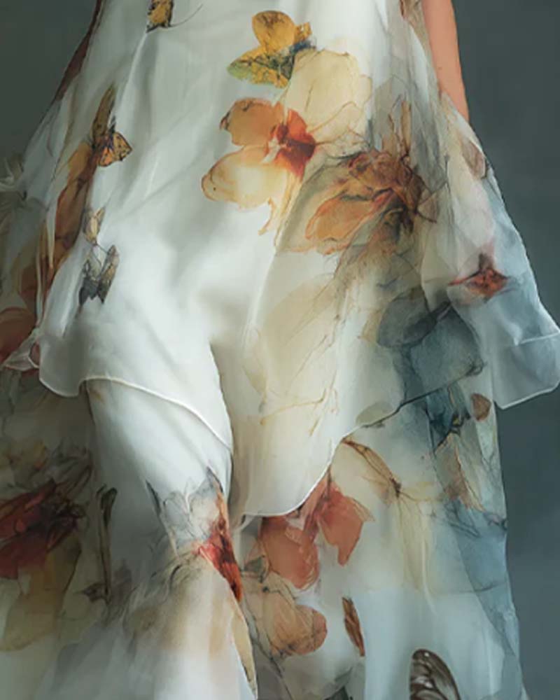Sleeveless Butterfly Print Dress