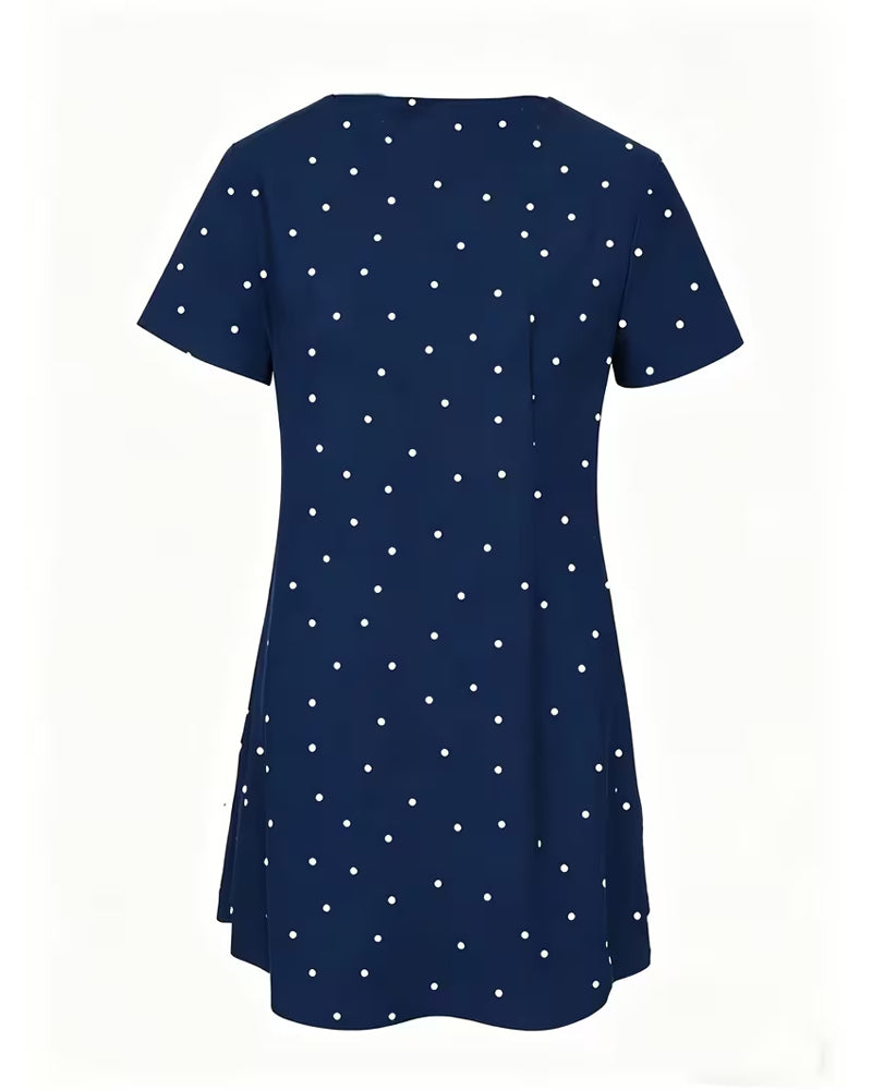 Polka Dot A-Line Short Sleeve Blouse