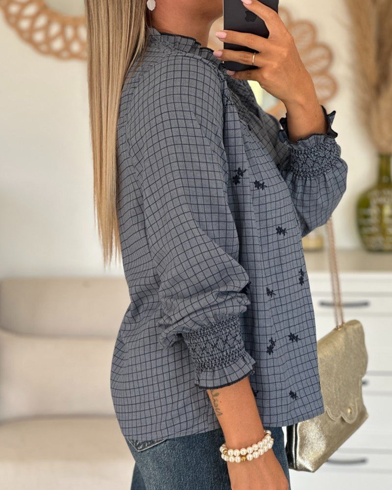 Stylish Long-Sleeved Ruffled Shirt